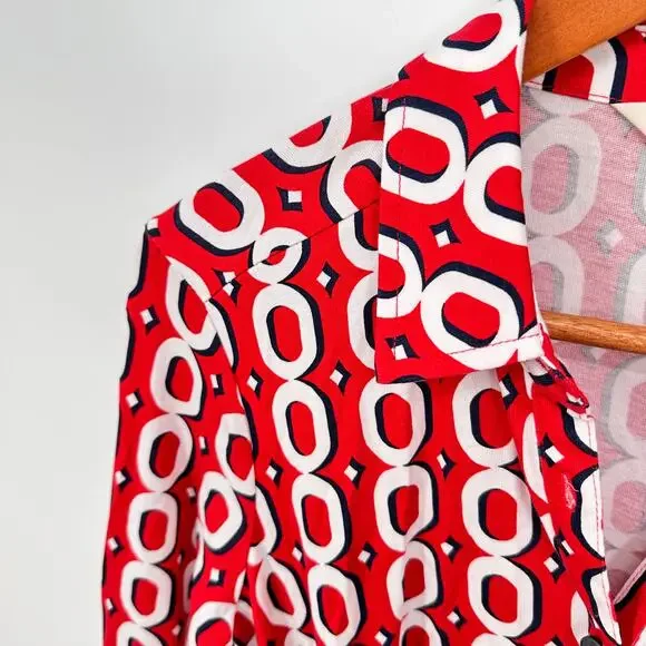 BODEN Laura Jersey Midi Shirt in Red Chain Pattern // 8 - Picture 6 of 13